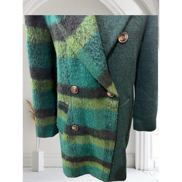 NVLT Plaid de Bouclé Double-Breasted Coat Medium Notch Lapel Lined Medium - Picture 6 of 11